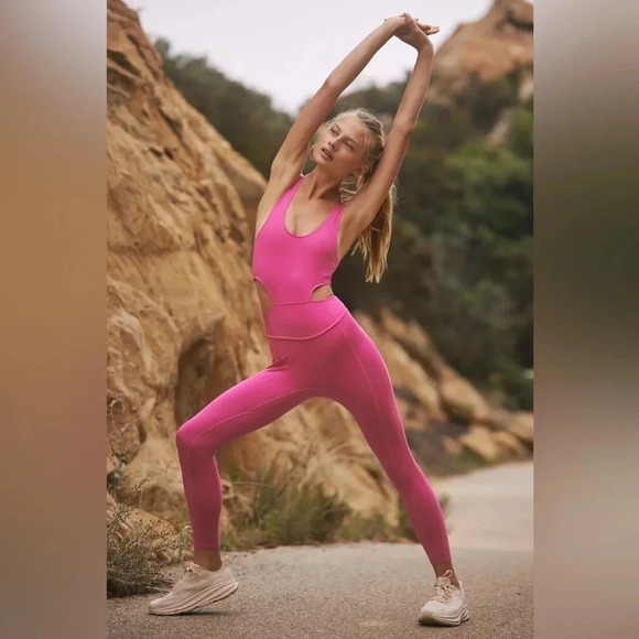 Free people movement Back it Up- Onesie Jumpsuit Dragonfruit size small NWOT - Picture 1 of 10